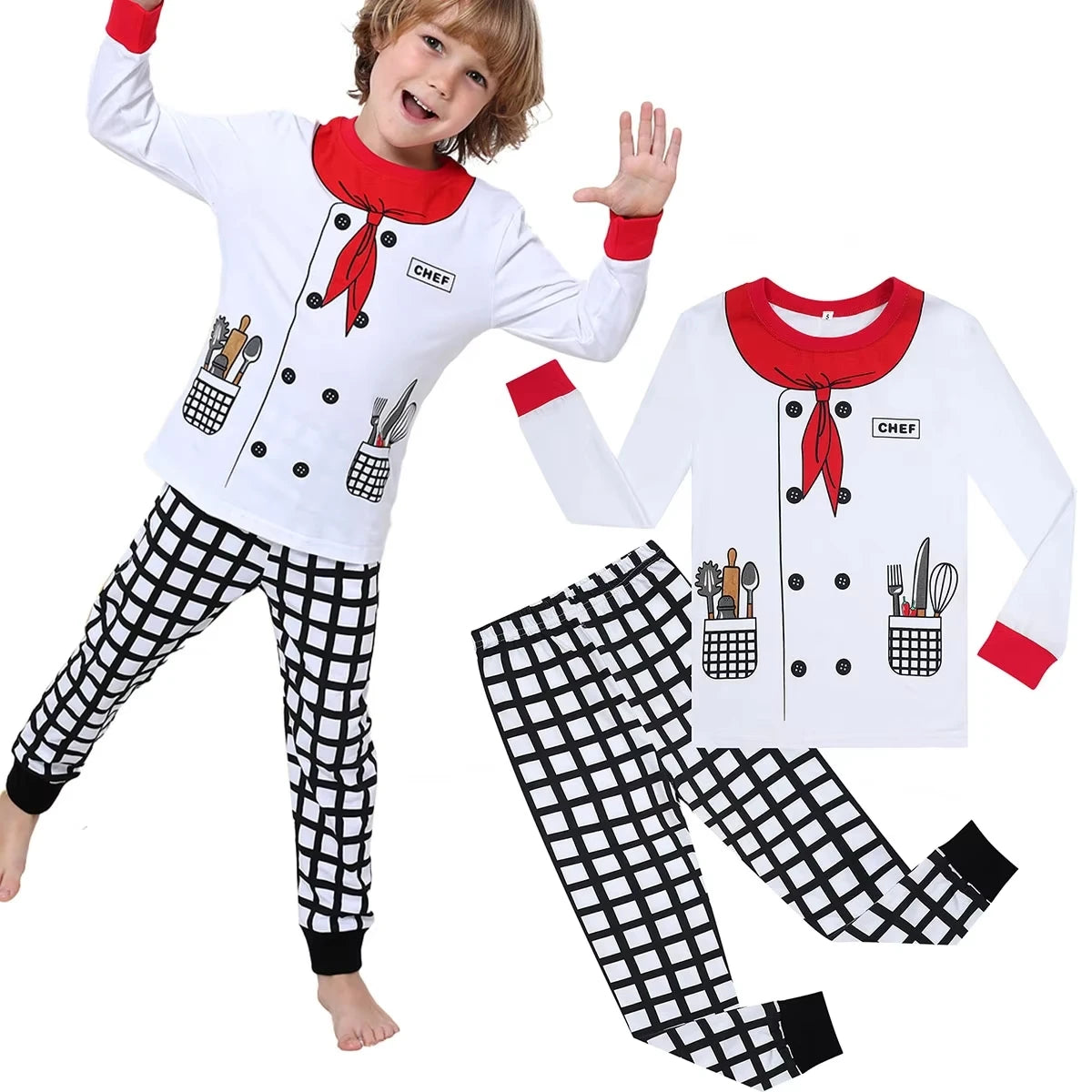 Chef Clothes Kids Halloween Costume Boys Cooking Game Uniform for Cosplay Party Toddler Preschool Career Day Theme Clothing Sets