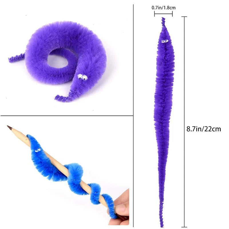 Magic Fuzzy Worm Toys — 15pc Party Pack for Kids