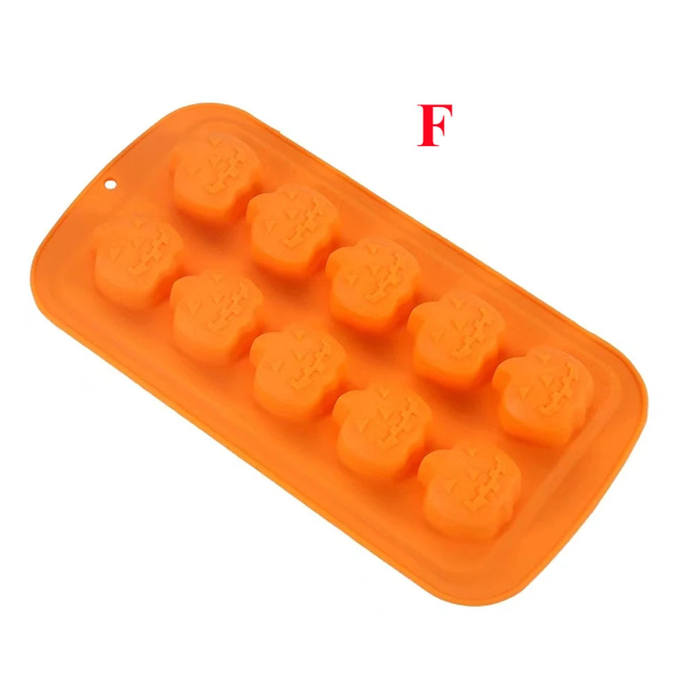 1PC， Halloween Silicone Cake Mold Pumpkin Mold Ghost Hat Skull Non-Stick Chocolate Pudding Food Baking Tray Mold Kitchen Tools