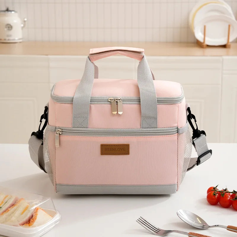 Insulated Lunch Bag | Double Compartment Large Capacity Tote