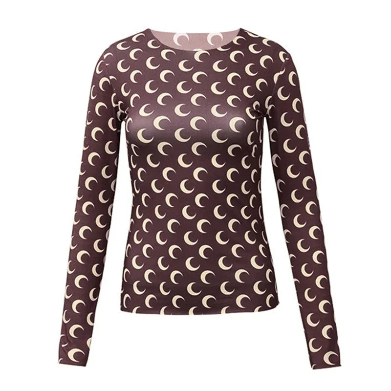 Printed Mesh Women's Long Sleeve Top — Ice Silk Sun Protection Layer