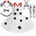 Toddler Girls Dalmatian Dog Costume Polka Dot Spotted Puppy Tutu Dress 101 Dalmatians Costume for Kids Halloween Party Dress Up