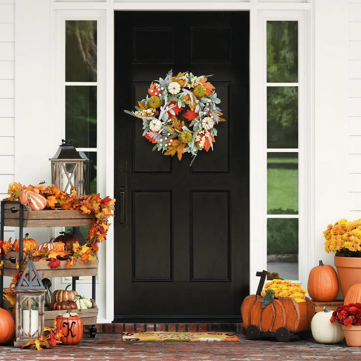 20-Inch Fall Pumpkin Wreath | Farmhouse Autumn Decor