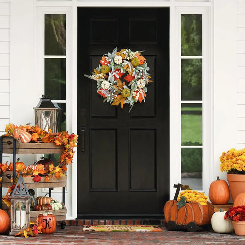 20-Inch Fall Pumpkin Wreath | Farmhouse Autumn Decor