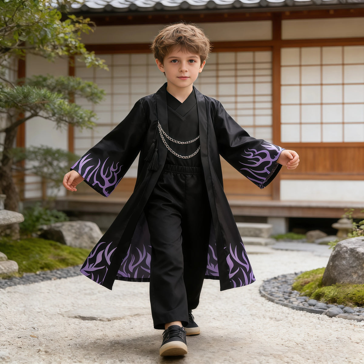 Kids Kpop Cosplay Idol Boys Costume Black Coat Tops With Pants For Children Halloween Party Carnival Stage Performance Outfits