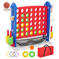 4-in-1 Giant Outdoor Game Set | Connect, Basketball, Ring Toss & Net
