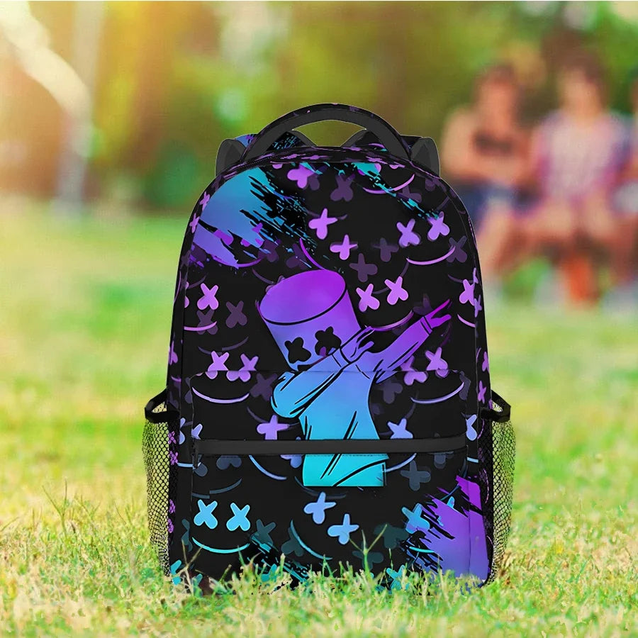 Gradient Cartoon Anime Characters Backpacks for Boy and Girls Best Gifts 2D Flat Cartoon School Backpack for Children