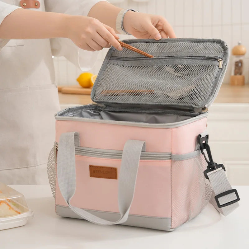 Insulated Lunch Bag | Double Compartment Large Capacity Tote