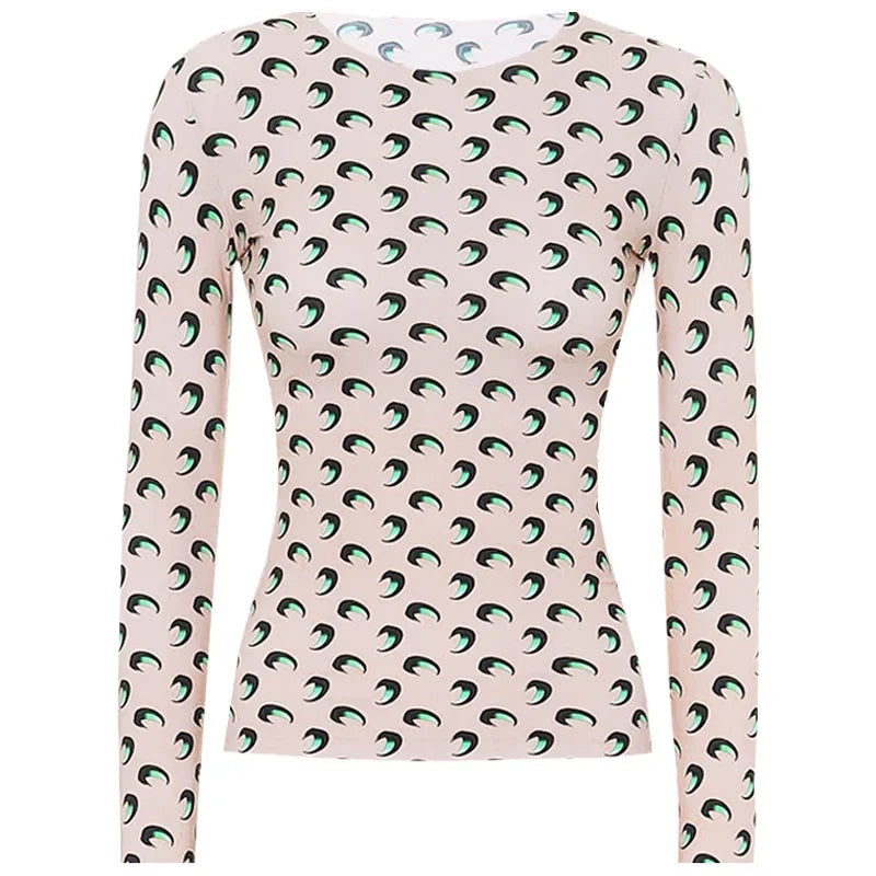 Printed Mesh Women's Long Sleeve Top — Ice Silk Sun Protection Layer