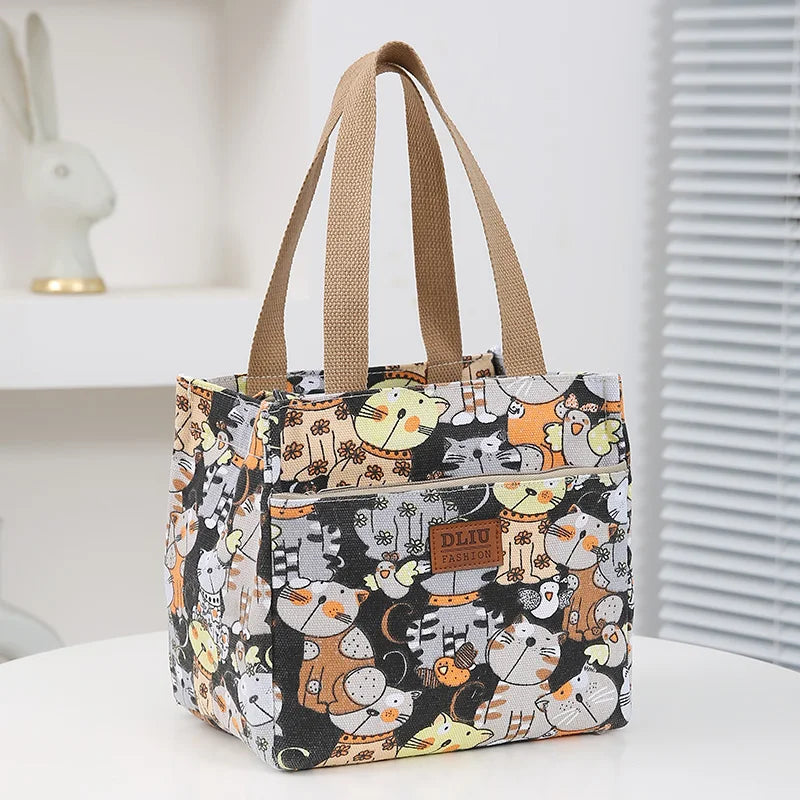 Cute Cartoon Insulated Lunch Bag | Large Capacity Bento Tote