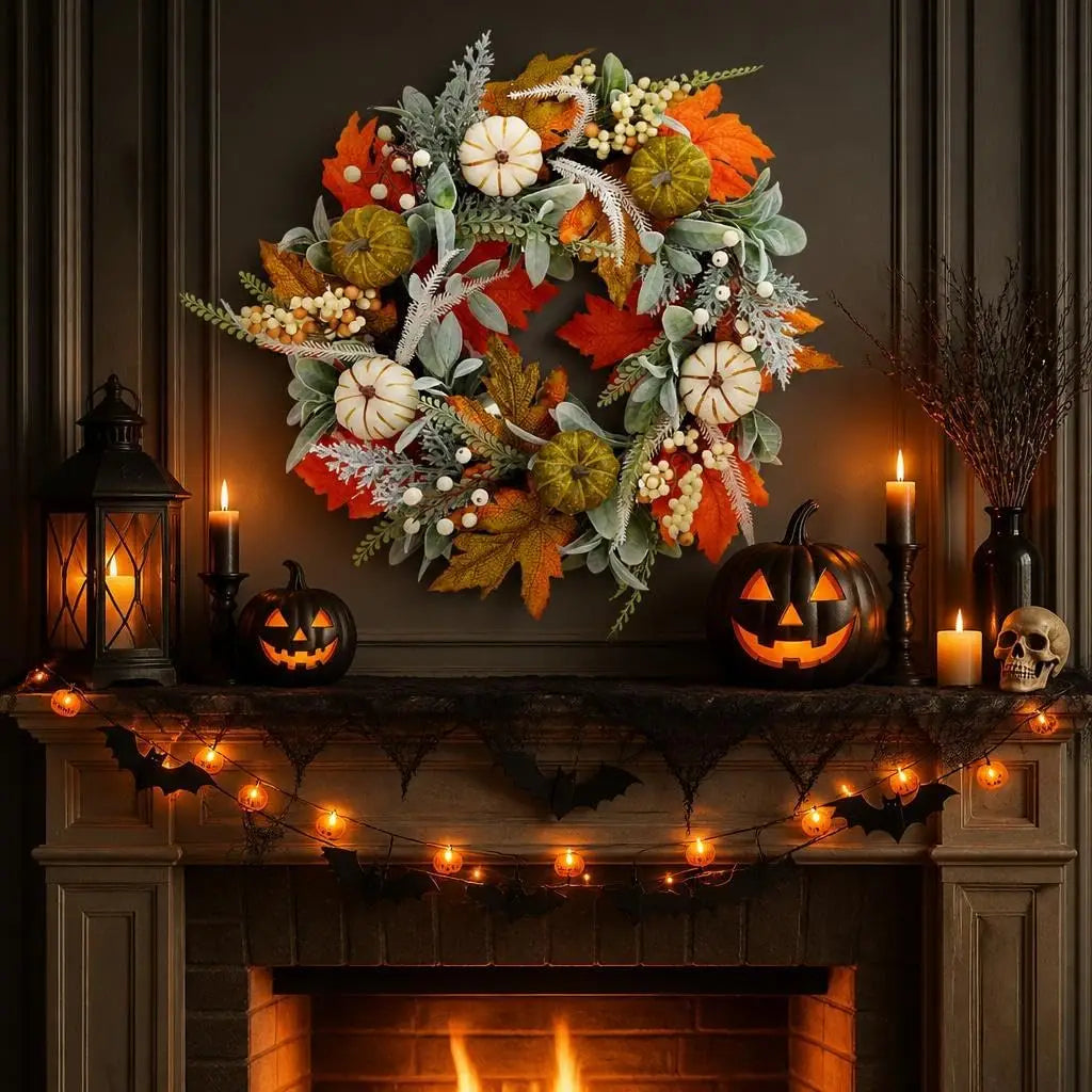20-Inch Fall Pumpkin Wreath | Farmhouse Autumn Decor