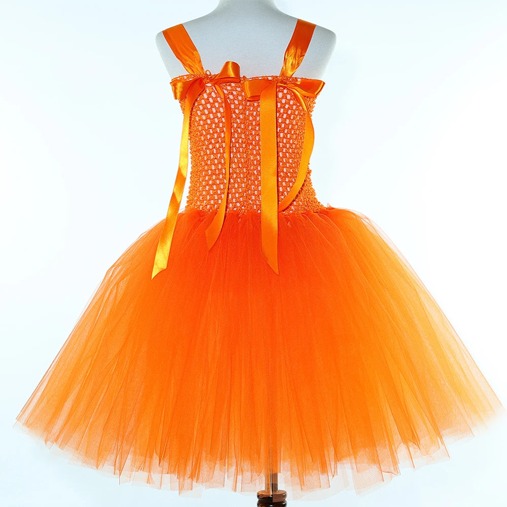 Orange Fox Costumes for Baby Girls Carnival Halloween Animal Tutu Dress for Kids Toddler Birthday Party Outfit with Ears Hairbow
