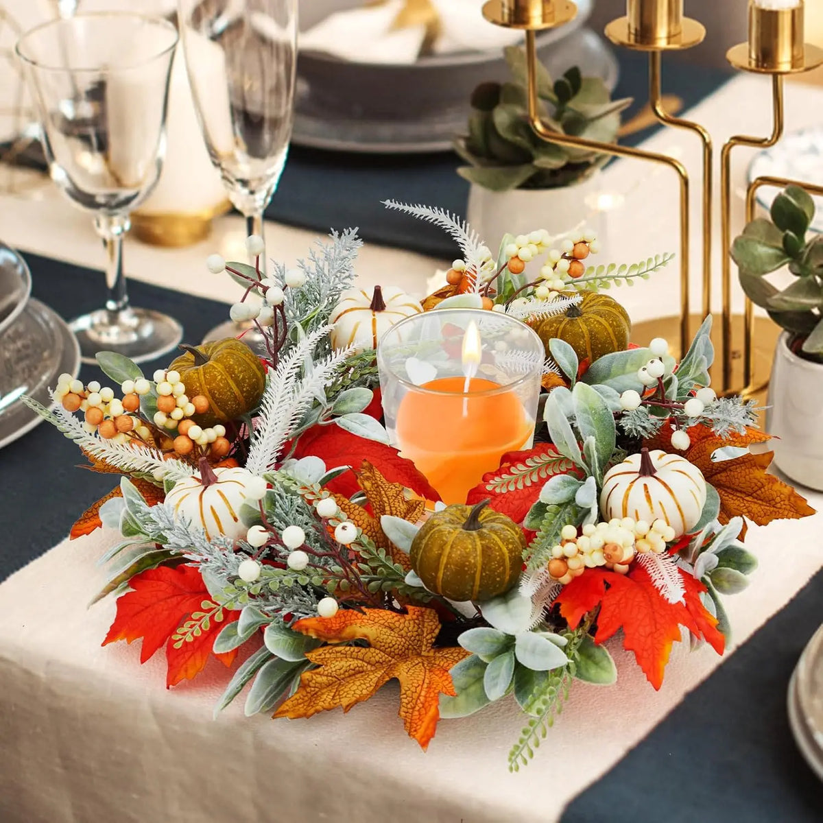 20-Inch Fall Pumpkin Wreath | Farmhouse Autumn Decor