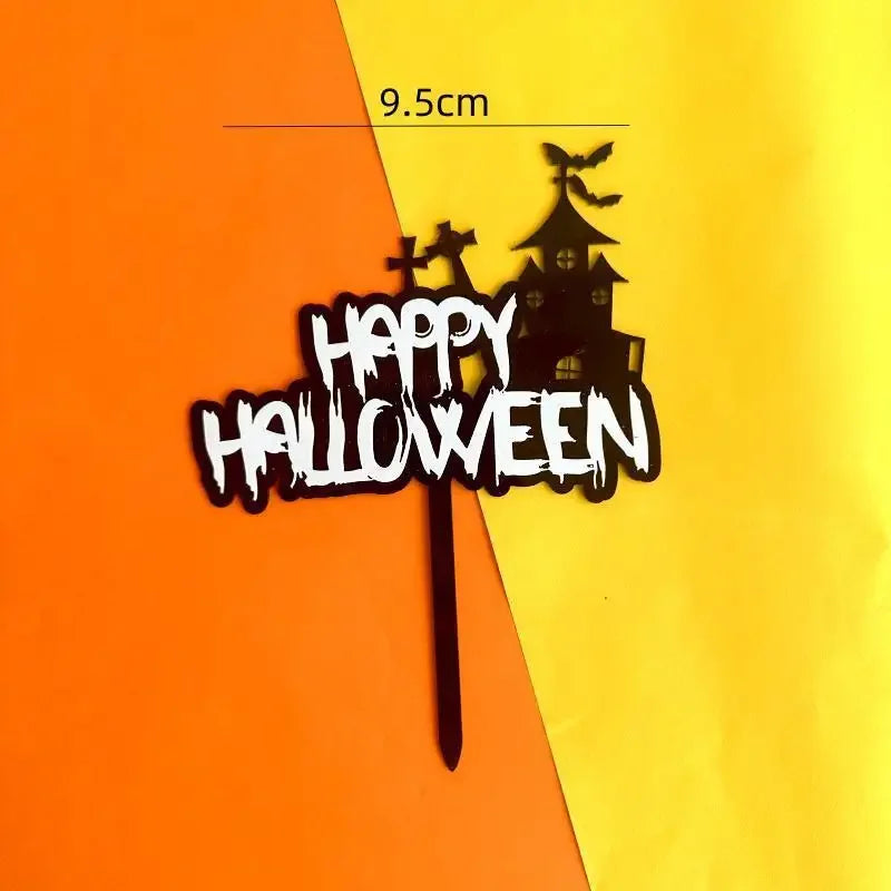 2025 Halloween Cake Decorations Pumpkin Ghost Black Castle Haunted Houses Cake Toppers for Happy Halloween Party Supplies