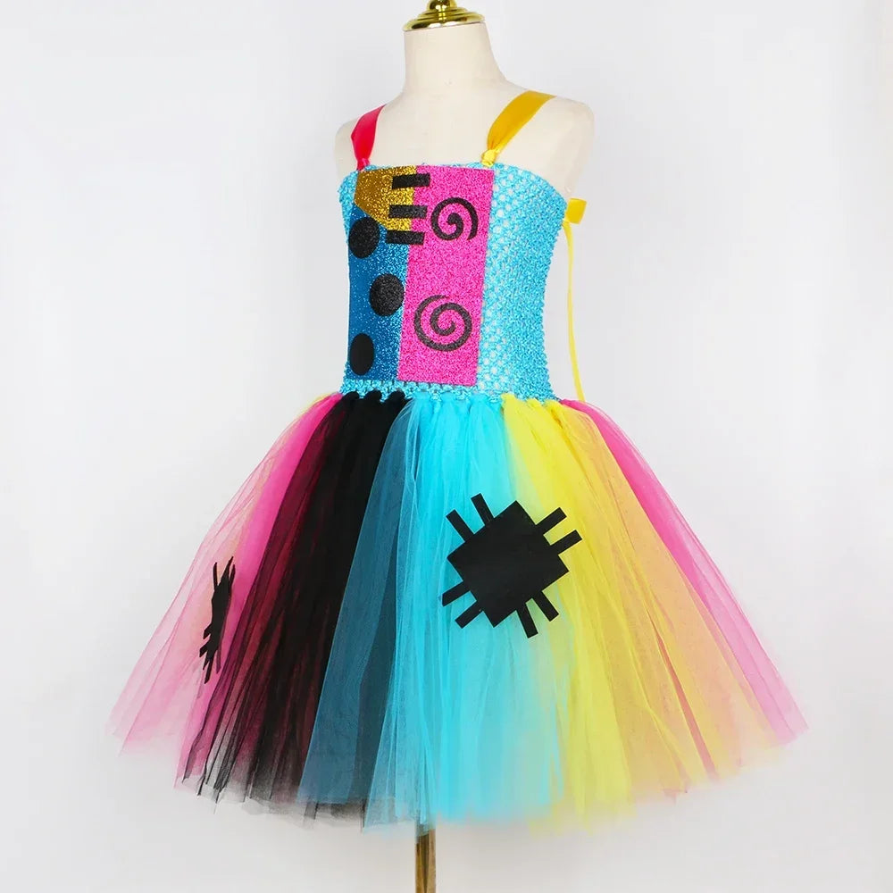 Nightmare Sally Costume Kids Scary Halloween Tutu Dress Toddler Girls Carnival Party Fancy Patch Doll Princess Dress Up Clothes