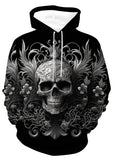 Fashionable men's autumn Halloween skull print soft and comfortable hooded sweatshirt outdoor urban high street clothing