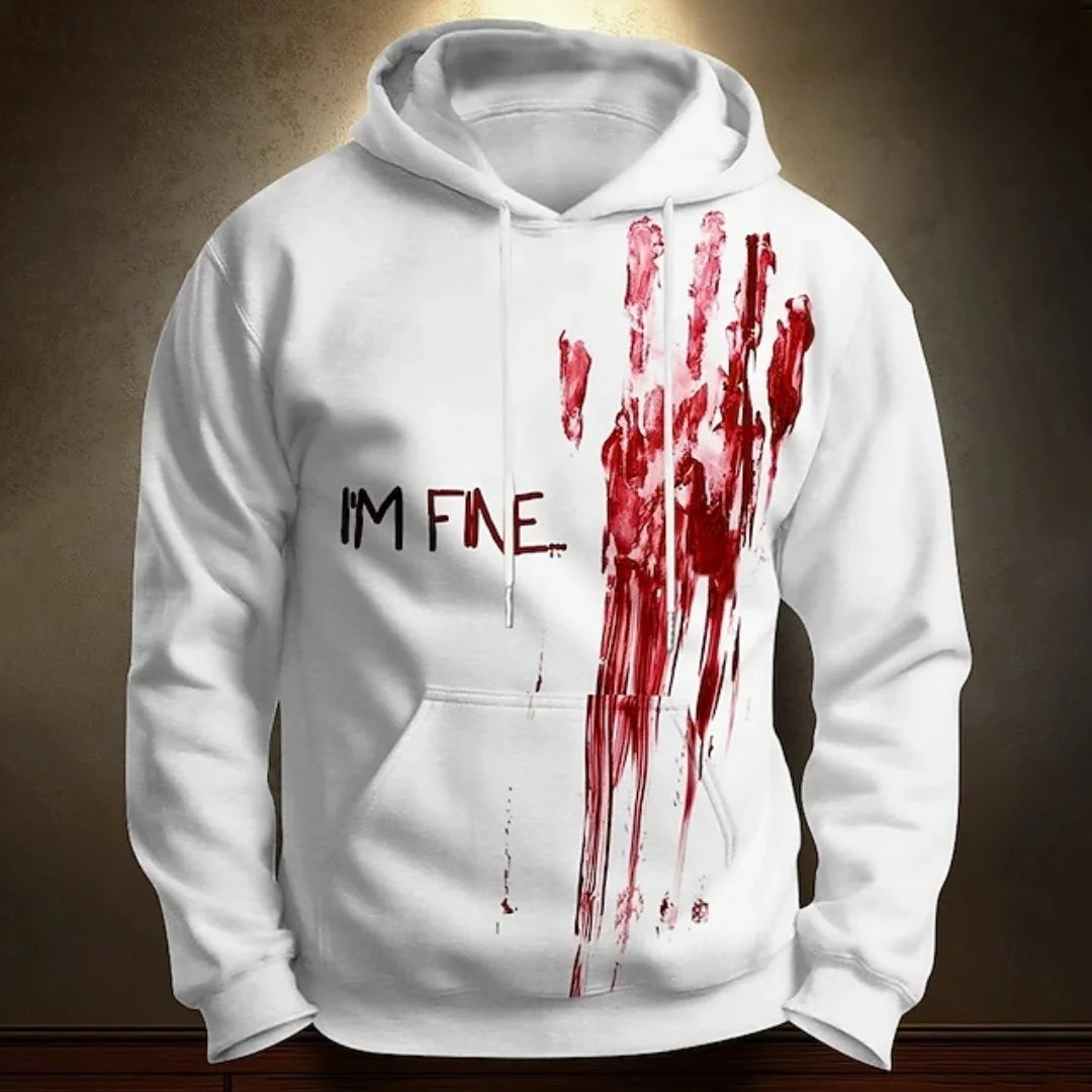 Halloween Men's Hoodie Blood Stain 3D Print Sweatshirt Exaggerated  Long Sleeve Sweatshirt Hoodie Oversized Men's Clothing