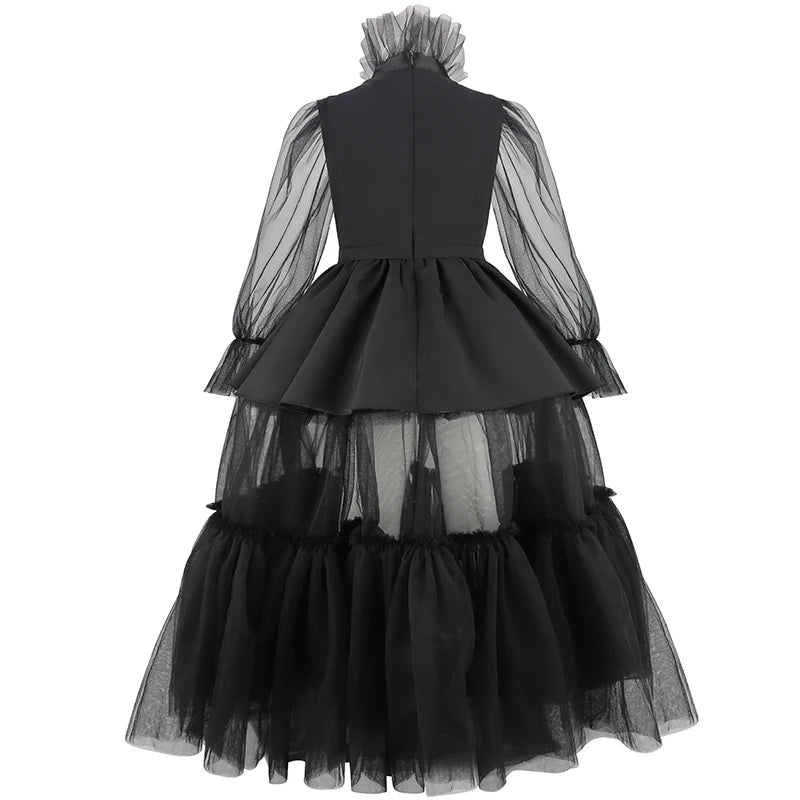Girls Halloween Costumes Kids Long Black Dress with Acceeeories Cute Dress Up Birthday Outfits Girl Carnival Party Ball Dress
