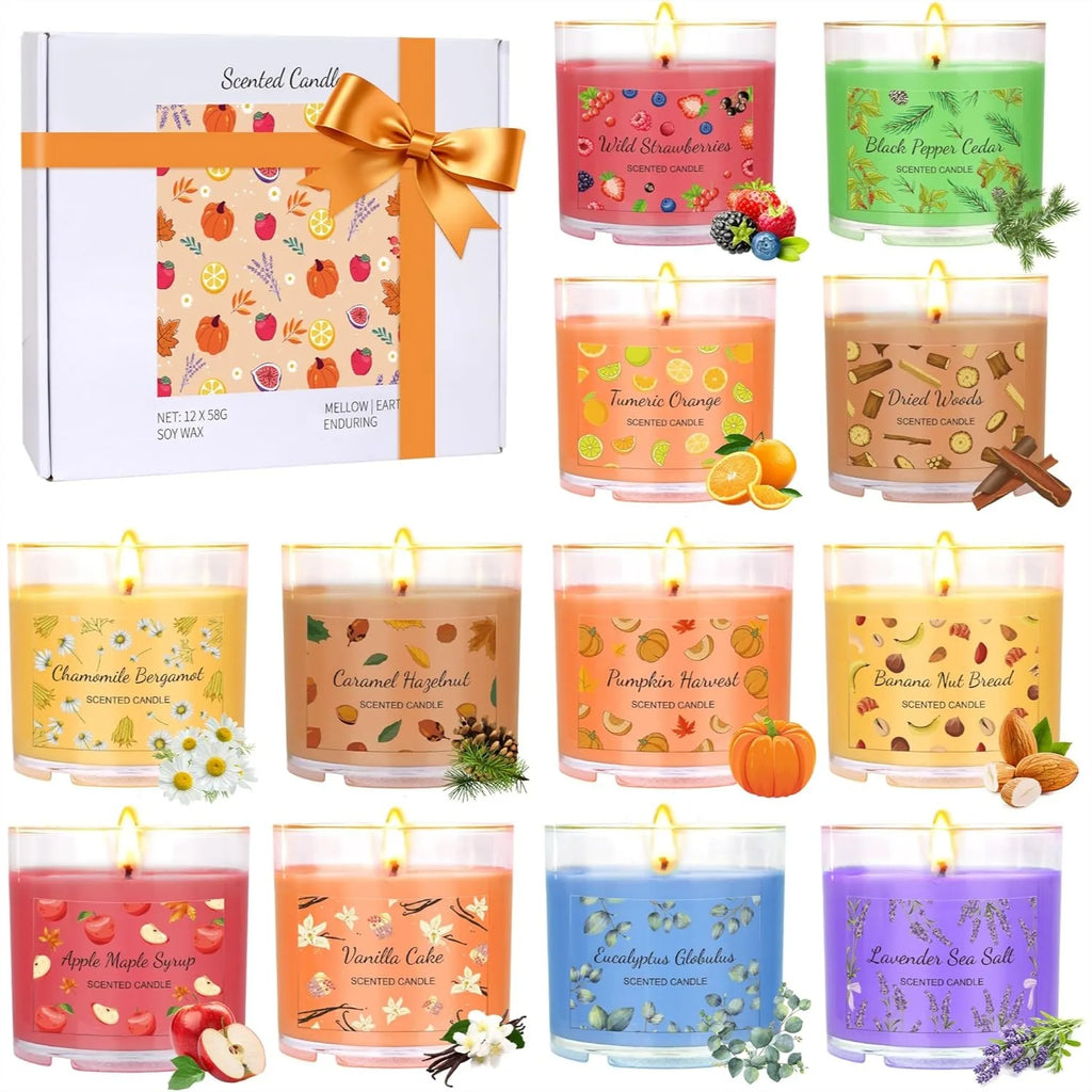 Fall Scented Soy Candle Gift Set, 12 Pack