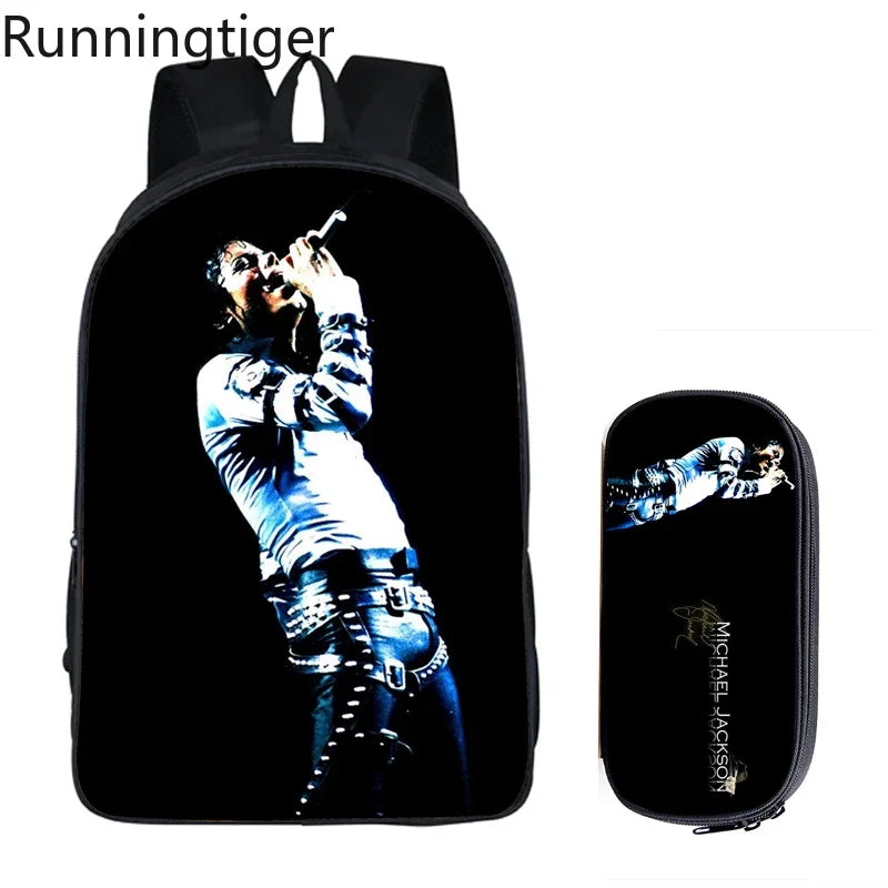 Michael Jackson Backpack 2pc Set | School Bag with Pencil Case