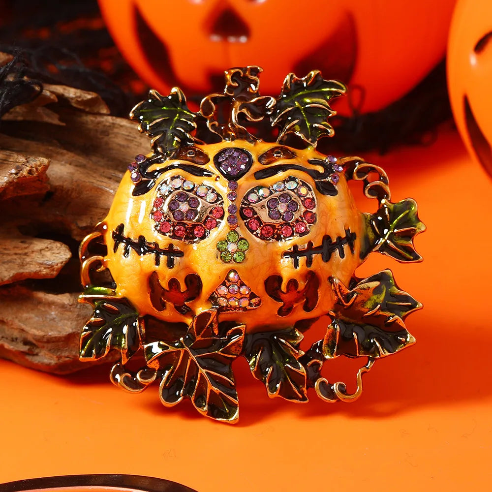 Halloween Witch Hat Broom Pumpkin Design Men Women Brooch Pin，Quirky Novelty Clothing & Accessories，Holiday Party Favors