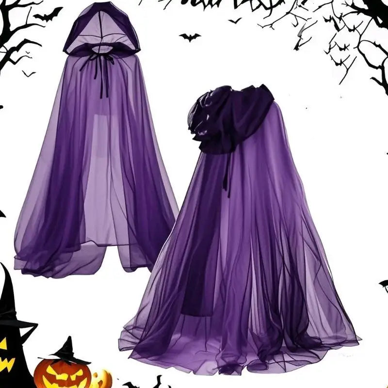 Hanging Cloak Cloak Costume Halloween Ghost Cosplay Costume Cloak Adult Full-length Sheer Cape With Oversized For Adults