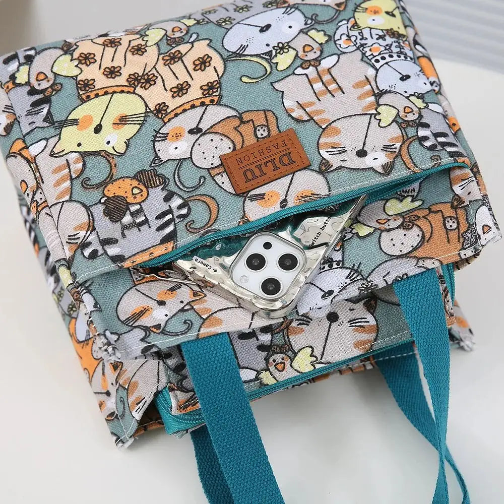 Cute Cartoon Insulated Lunch Bag | Large Capacity Bento Tote