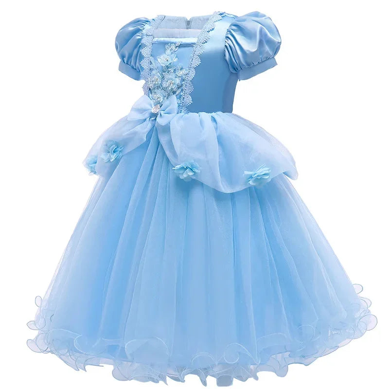 Girls Cinderella Cosplay Costumes Kids Girl Princess Summer Dress Festive Perform Children Clothing Cute Puffy Birthday Dress