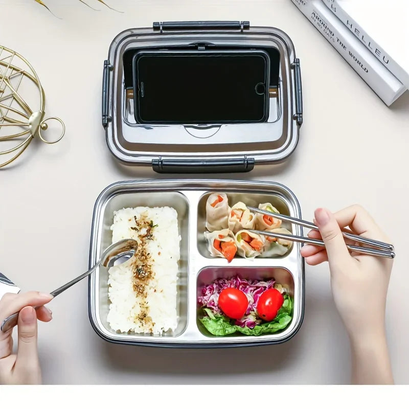 Leak-Proof Stainless Steel Bento Lunch Box | 3 & 4 Compartments