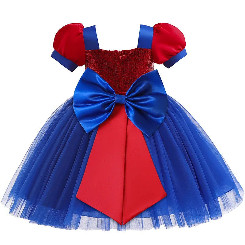 Little Girls Spider Print Dress Kids Sequins Tulle Frocks Children Halloween Theme Party Costume Summer Birthday Surprise Gift
