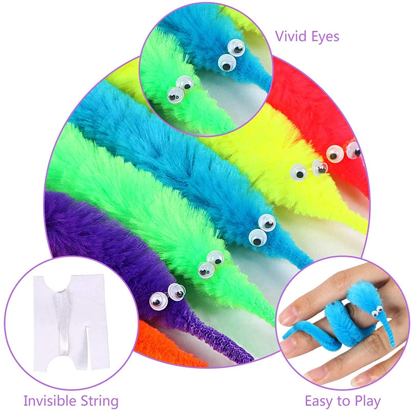 Magic Fuzzy Worm Toys — 15pc Party Pack for Kids