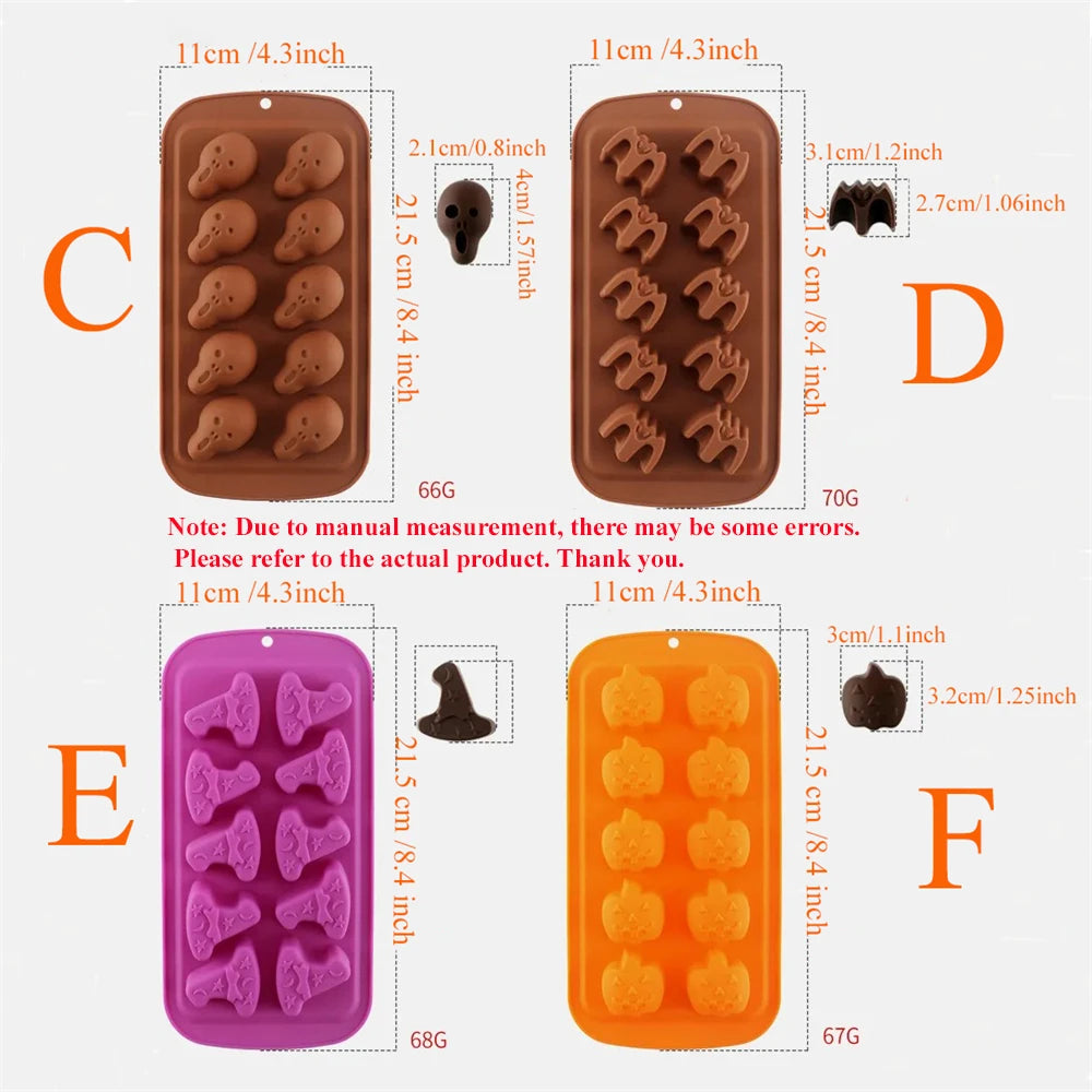 1PC， Halloween Silicone Cake Mold Pumpkin Mold Ghost Hat Skull Non-Stick Chocolate Pudding Food Baking Tray Mold Kitchen Tools
