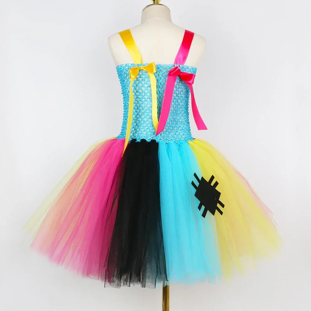 Nightmare Sally Costume Kids Scary Halloween Tutu Dress Toddler Girls Carnival Party Fancy Patch Doll Princess Dress Up Clothes