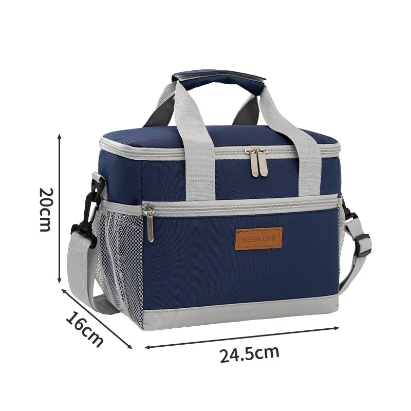 Insulated Lunch Bag | Double Compartment Large Capacity Tote