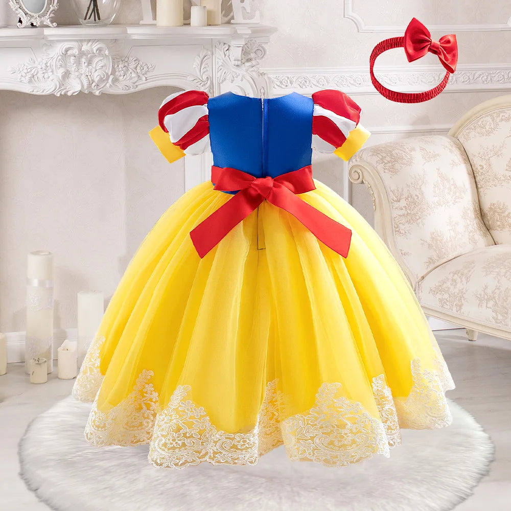 Toddler Snow Princess Baby Girls Dress Carnival Halloween Costume Elegant 1st Birthday Tulle Party Dress Girls Wedding Prom Gown