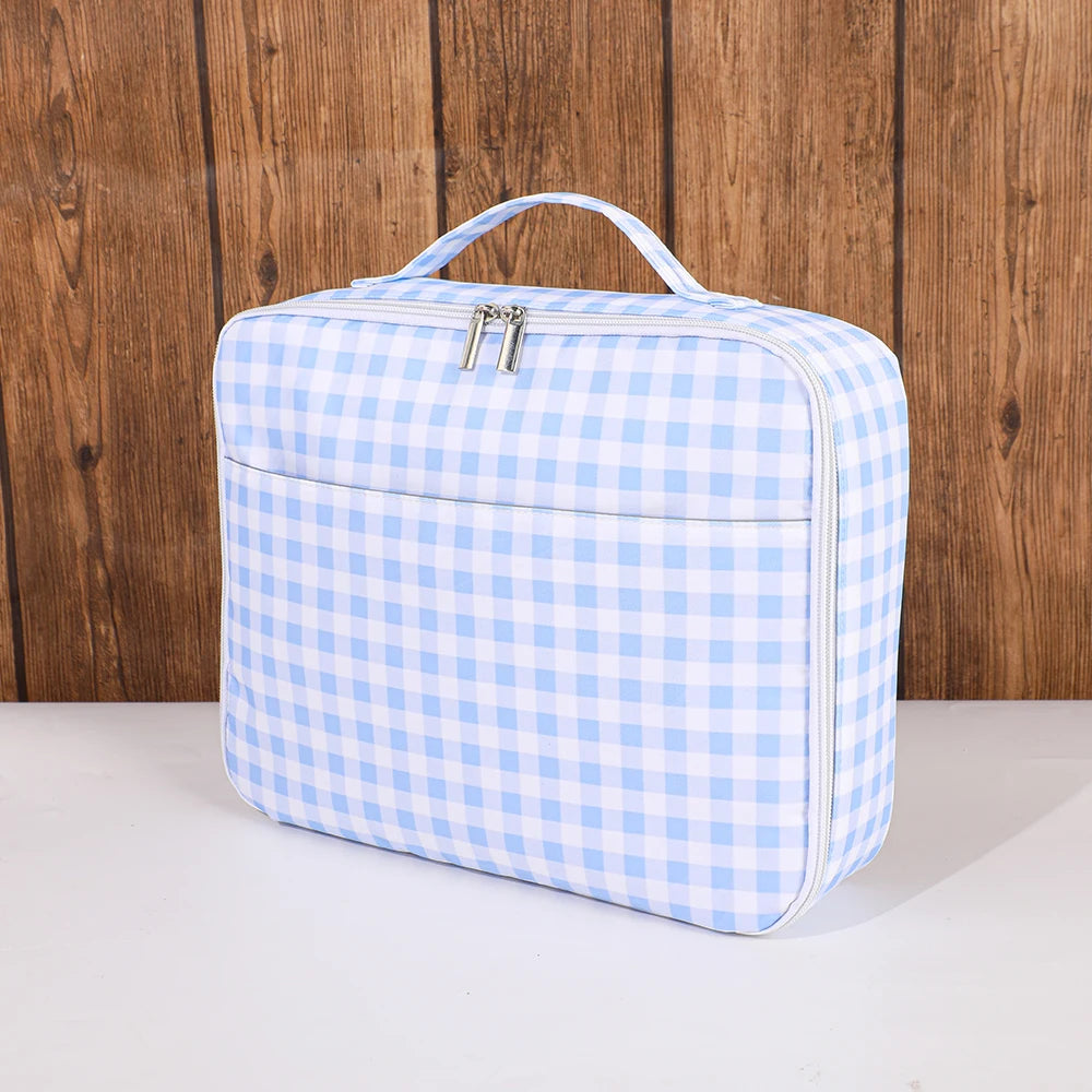 Ruffle Plaid Insulated Lunch Bag | Waterproof Leakproof Cooler Tote