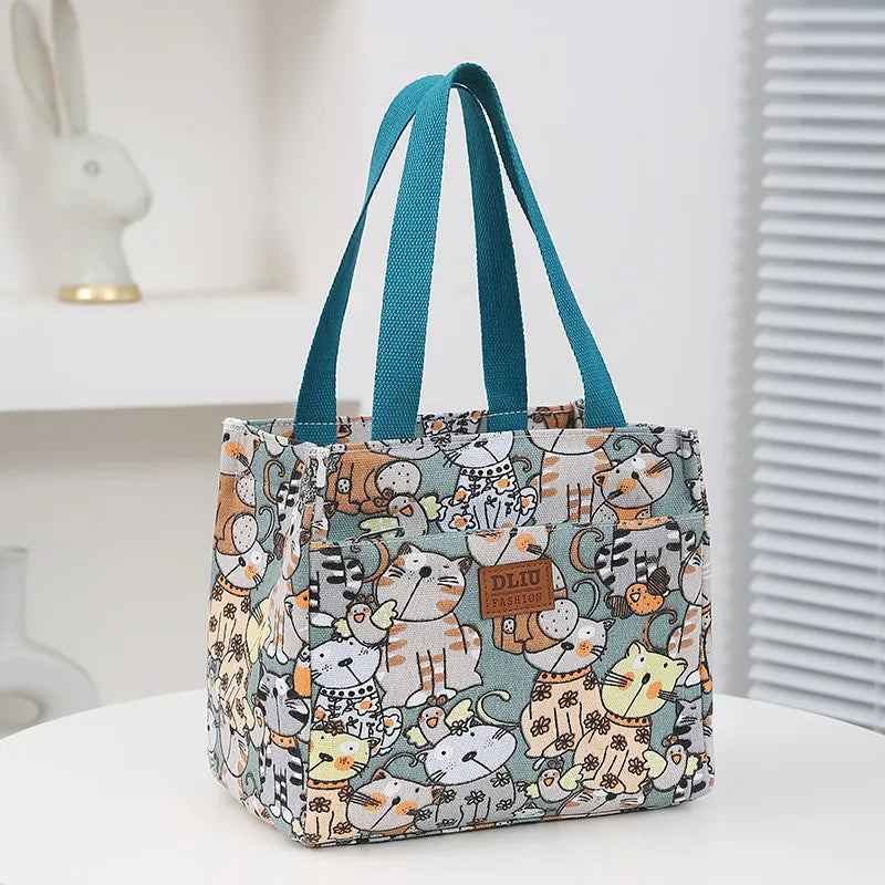 Cute Cartoon Insulated Lunch Bag | Large Capacity Bento Tote