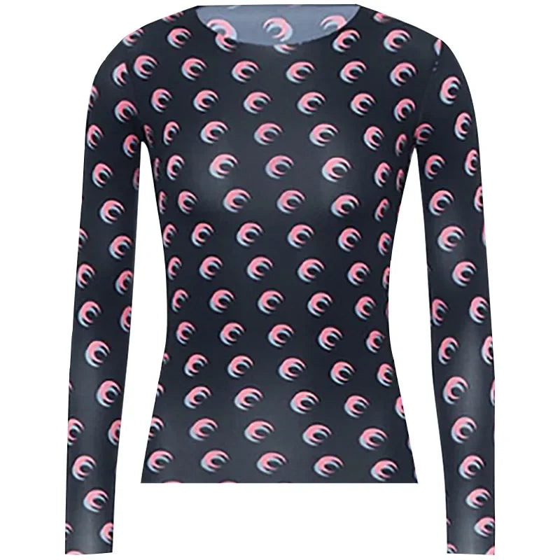 Printed Mesh Women's Long Sleeve Top — Ice Silk Sun Protection Layer