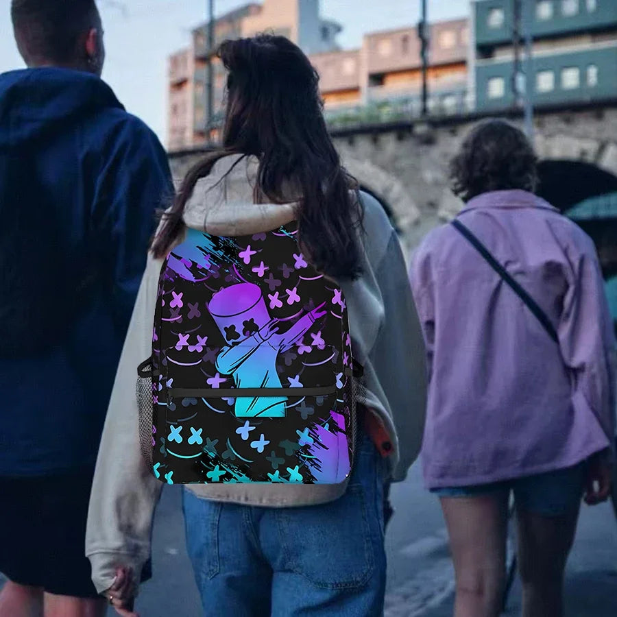 Gradient Cartoon Anime Characters Backpacks for Boy and Girls Best Gifts 2D Flat Cartoon School Backpack for Children