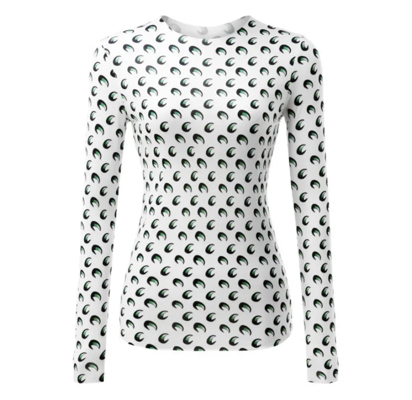 Printed Mesh Women's Long Sleeve Top — Ice Silk Sun Protection Layer