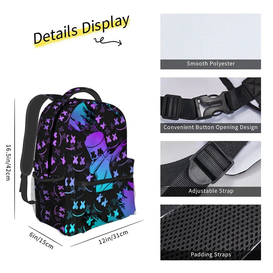 Gradient Cartoon Anime Characters Backpacks for Boy and Girls Best Gifts 2D Flat Cartoon School Backpack for Children
