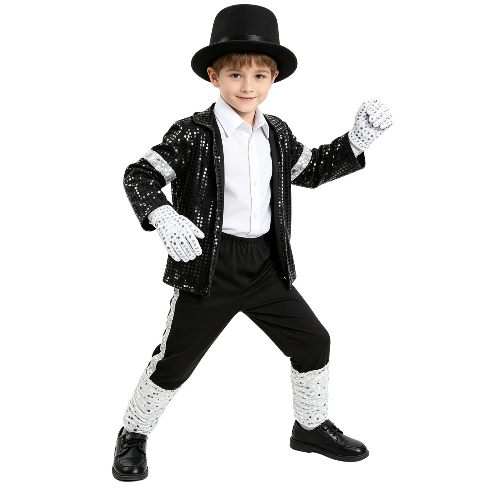 Kids Michael Jackson Costume Boys Superstar Singer Outfit Halloween Carnival Stage Performance Dance Cosplay Party Costume