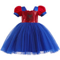 Little Girls Spider Print Dress Kids Sequins Tulle Frocks Children Halloween Theme Party Costume Summer Birthday Surprise Gift