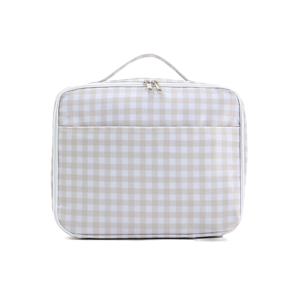 Ruffle Plaid Insulated Lunch Bag | Waterproof Leakproof Cooler Tote