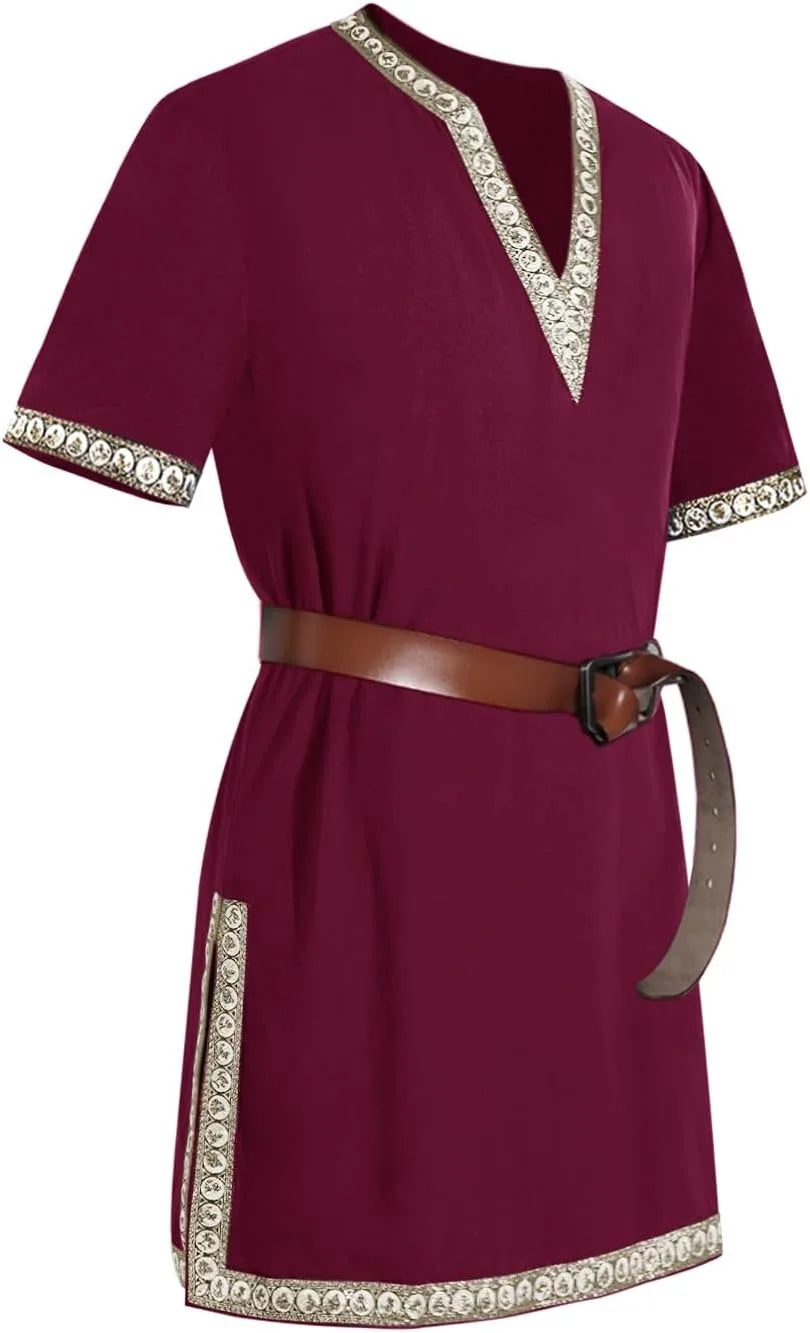 LisdinoMens Medieval Knight Tunic Renaissance Mercenary Scottish Costume Warrior LARP Halloween Tops
