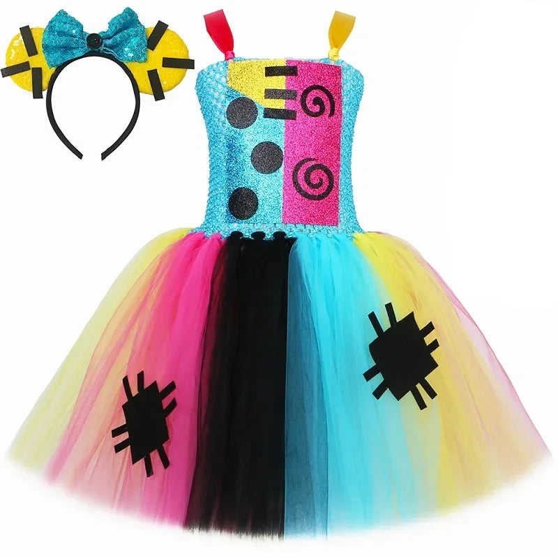Nightmare Sally Costume Kids Scary Halloween Tutu Dress Toddler Girls Carnival Party Fancy Patch Doll Princess Dress Up Clothes