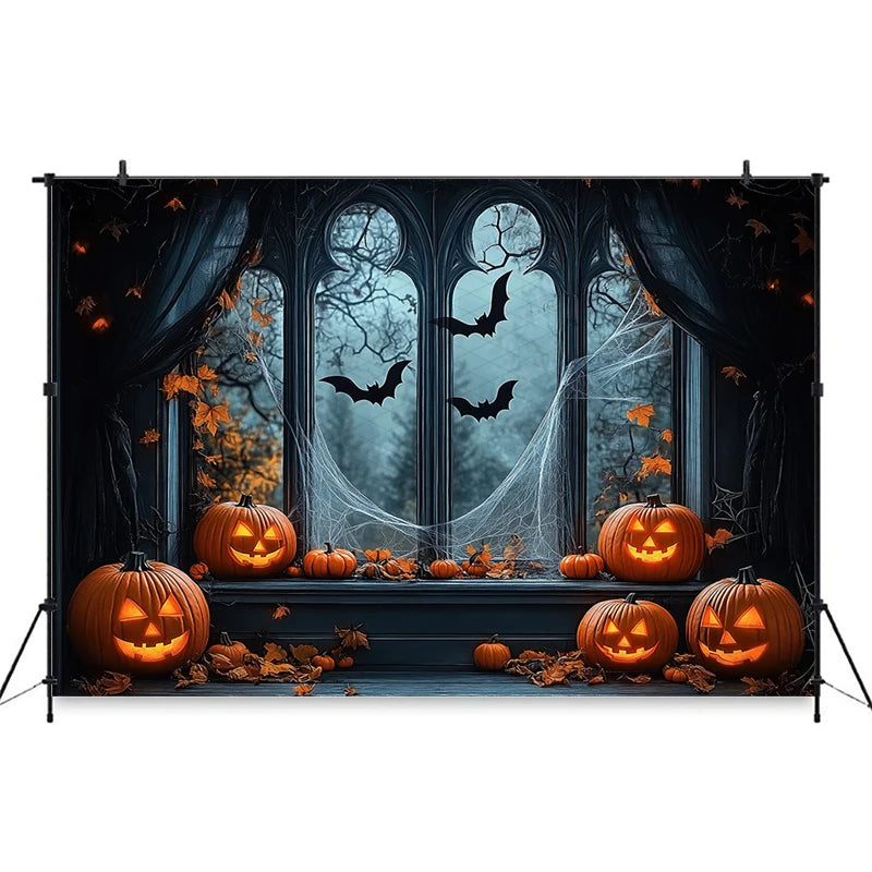 Mocsicka Halloween Backdrop Horror Ghost Bat Jack-O-Lantern Decorations Adult Child Kid Photo Background Holiday Party Wallpaper