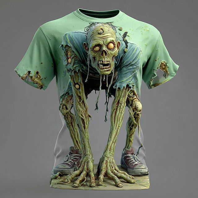 Halloween Skeleton 3D Printed  Men's T-shirt Summer Outdoor Casual Horror Pattern Short Sleeve Top Y2k Men Clothing