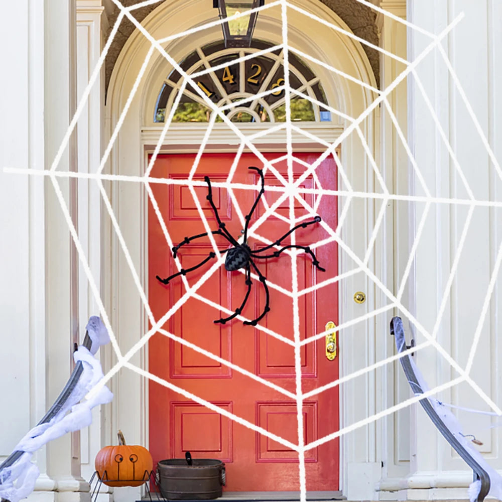 Halloween Decorations Artificial Spider Web Plush Spider Web Halloween Party Haunted House Holiday Outdoor Prank Props Supplies