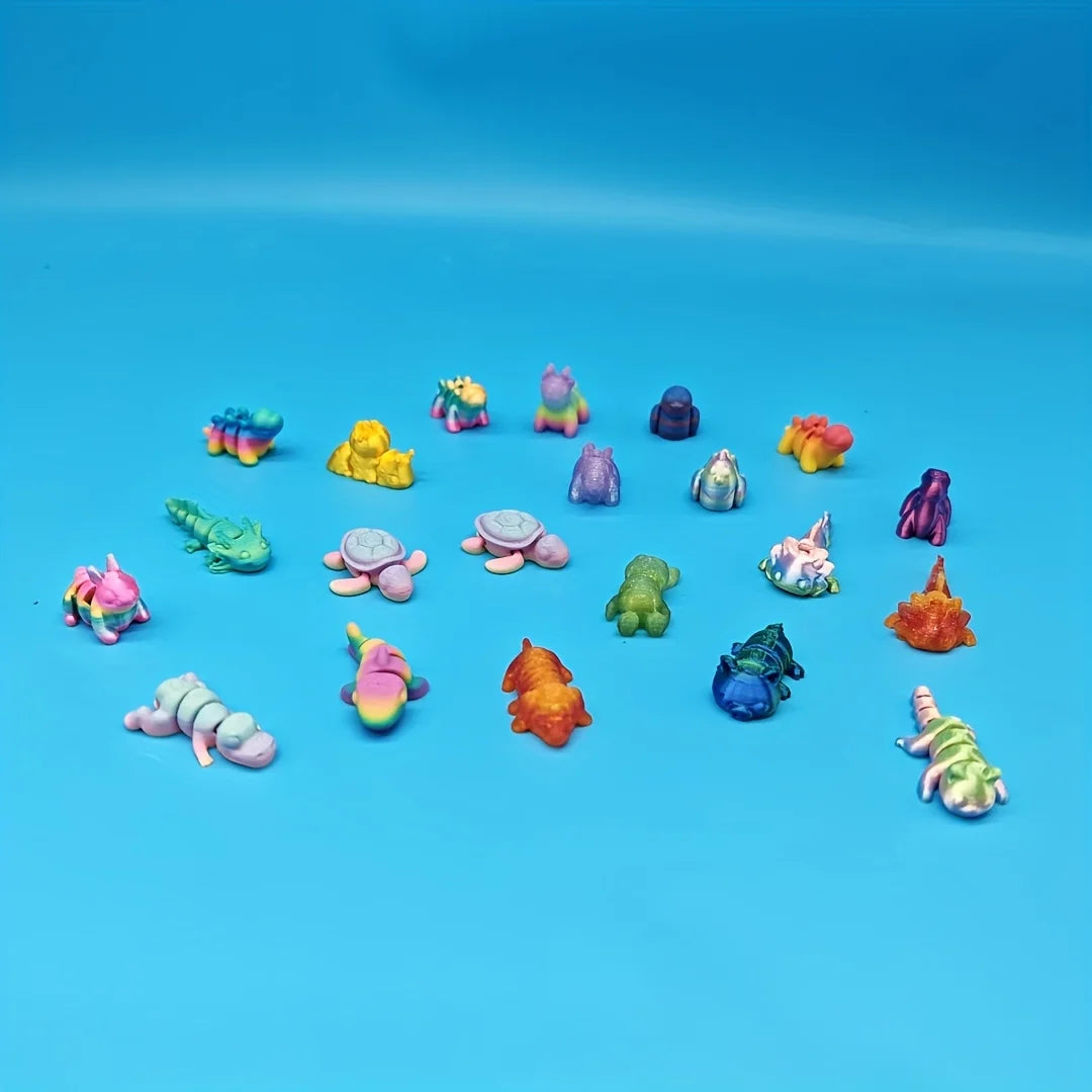 10/30pc [3D printed mini animal decorations] Fantasy animal decorations, bright mixed colors, suitable for home and office decoration, car decoration, Christmas, Halloween and other holiday gifts